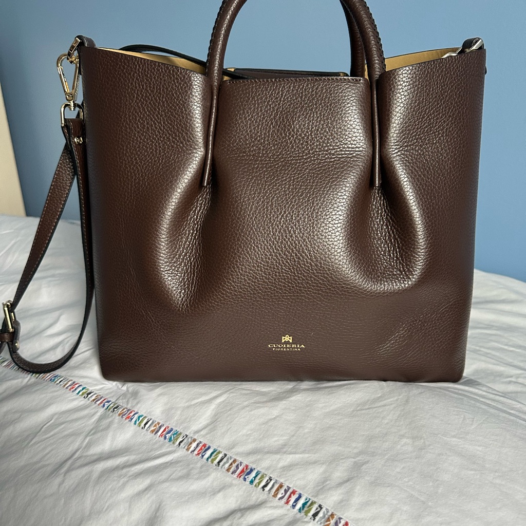 Cuoieria Fiorentina Luxurious Brown Leather Tote With Versatile Strap